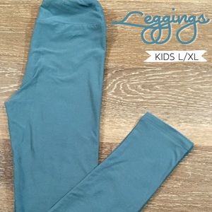 Lularoe Blue Green Kids Leggings L/XL
